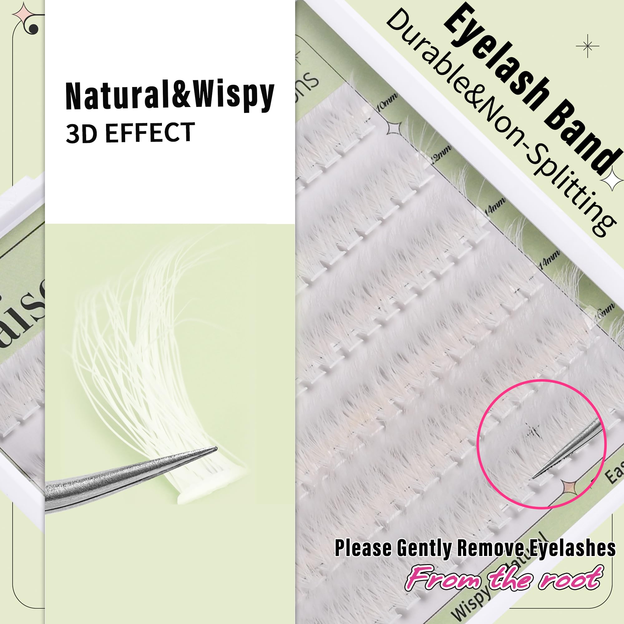 Yaiseiko white lash clusters wispy 16mm bold party-ready eyes