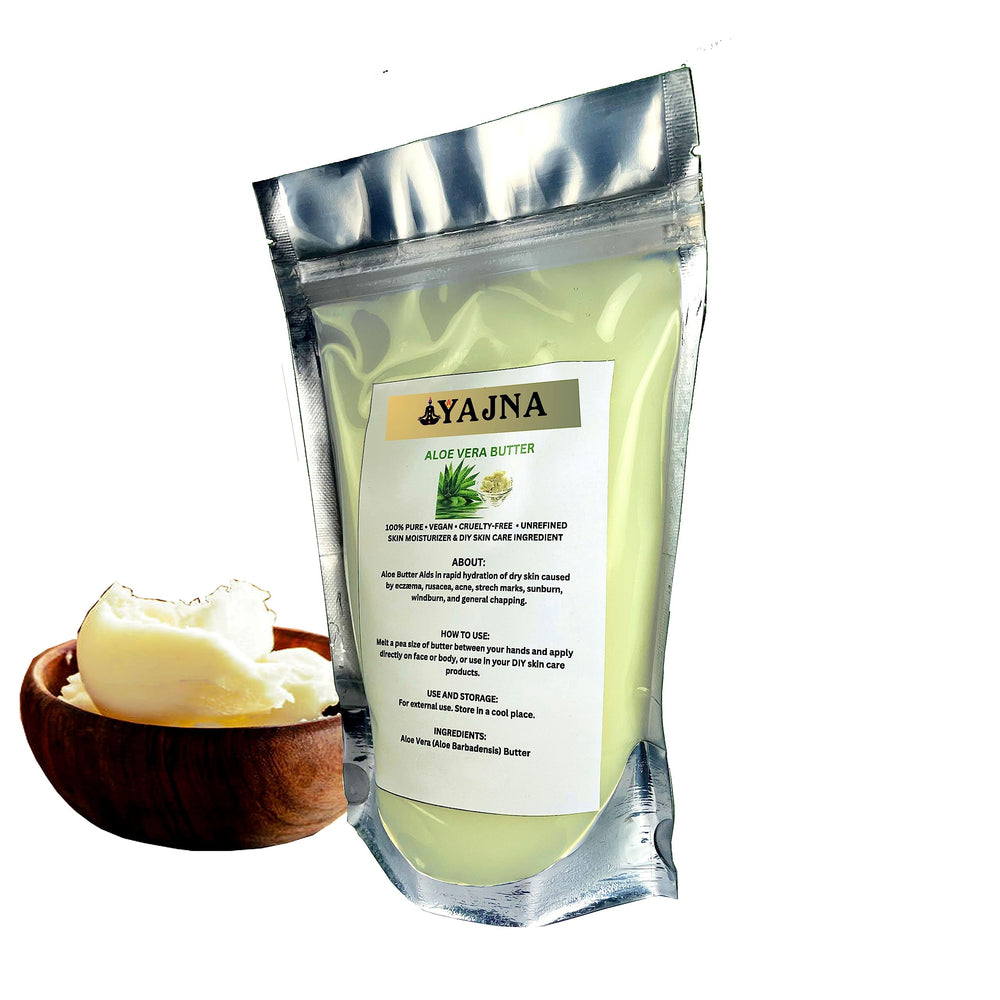 Texture closeup of Yajna Aloe Vera Butter highlighting creamy consistency