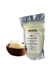 Closeup of creamy mango butter texture for DIY skincare.