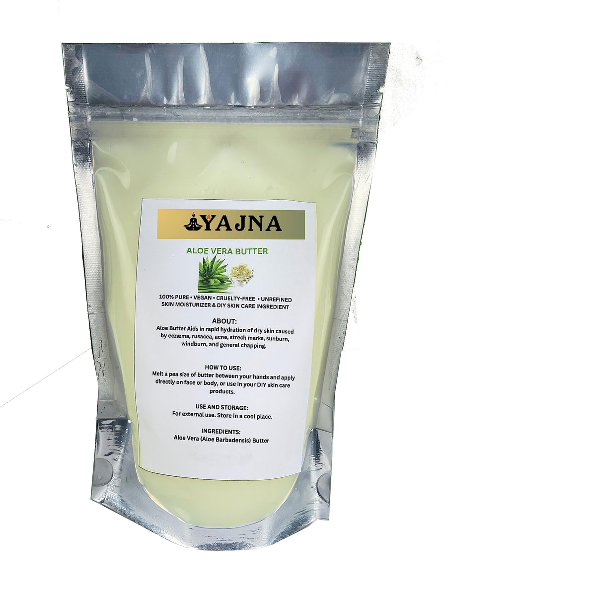 Yajna Organic Raw Aloe Vera Butter jar for versatile facial, body, and hair care.