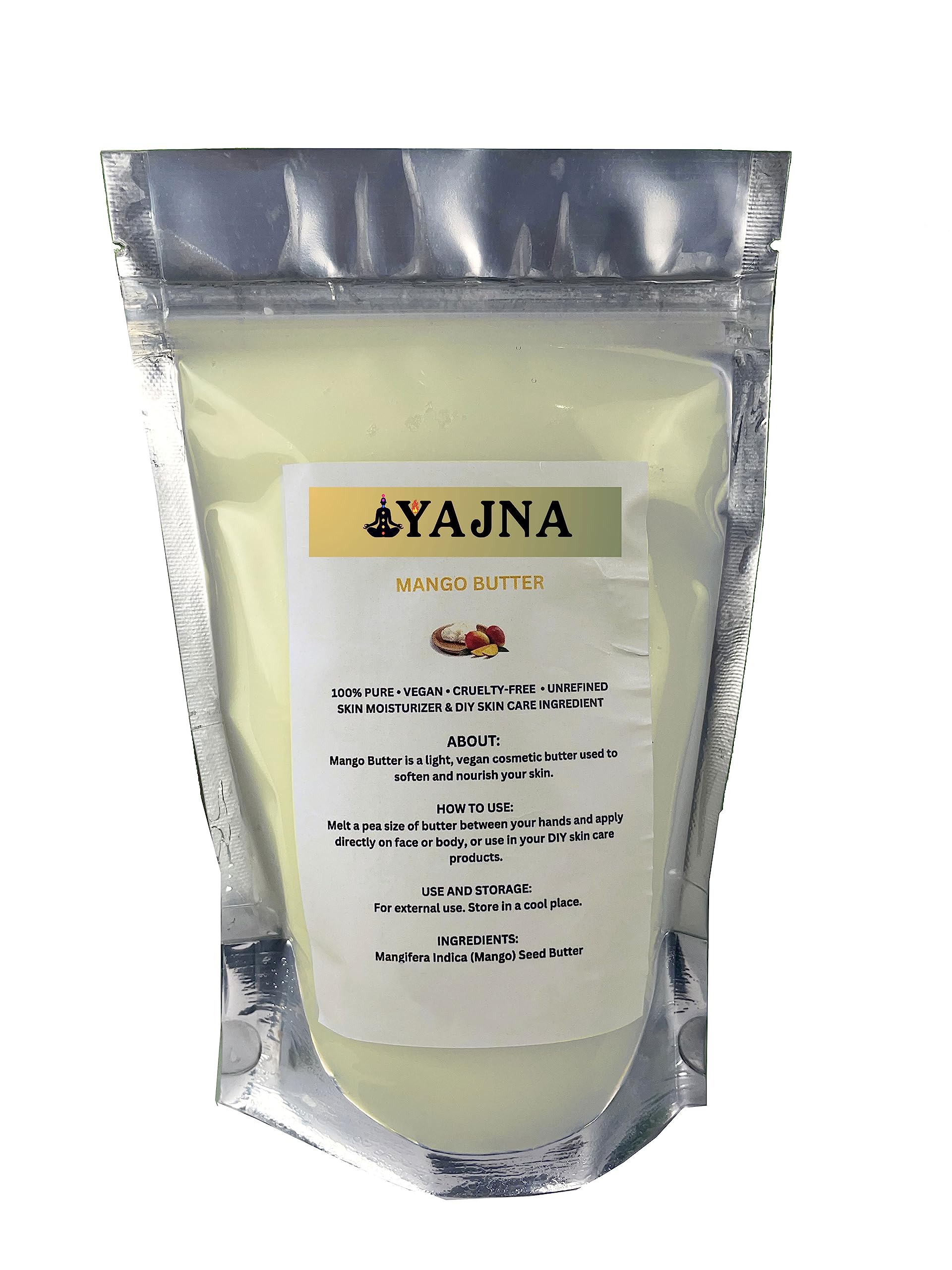 Yajna mango butter tub in ivory color, Grade A quality for skin care.