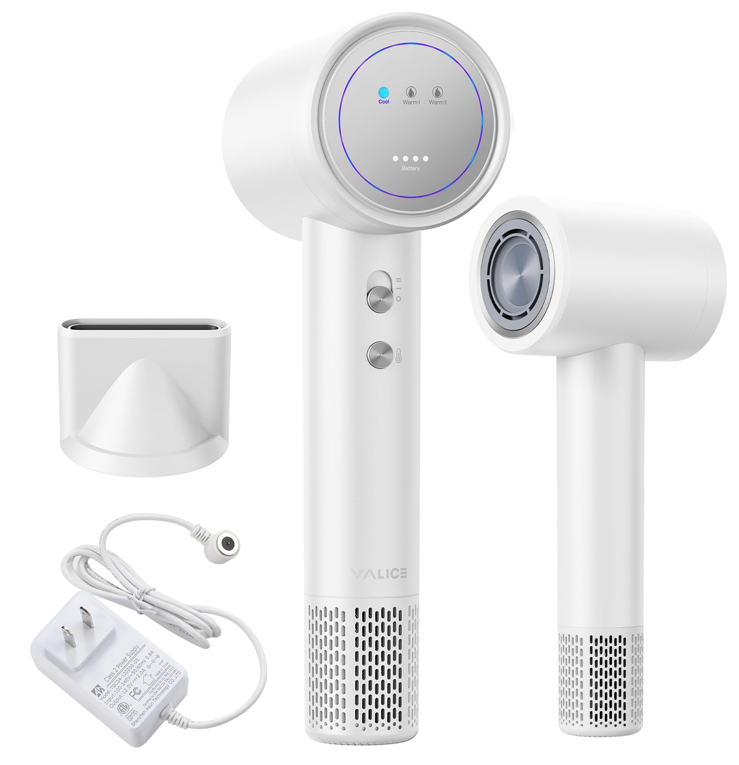 YALICE cordless dryer with magnetic nozzle for on-the-go styling and precise airflow.