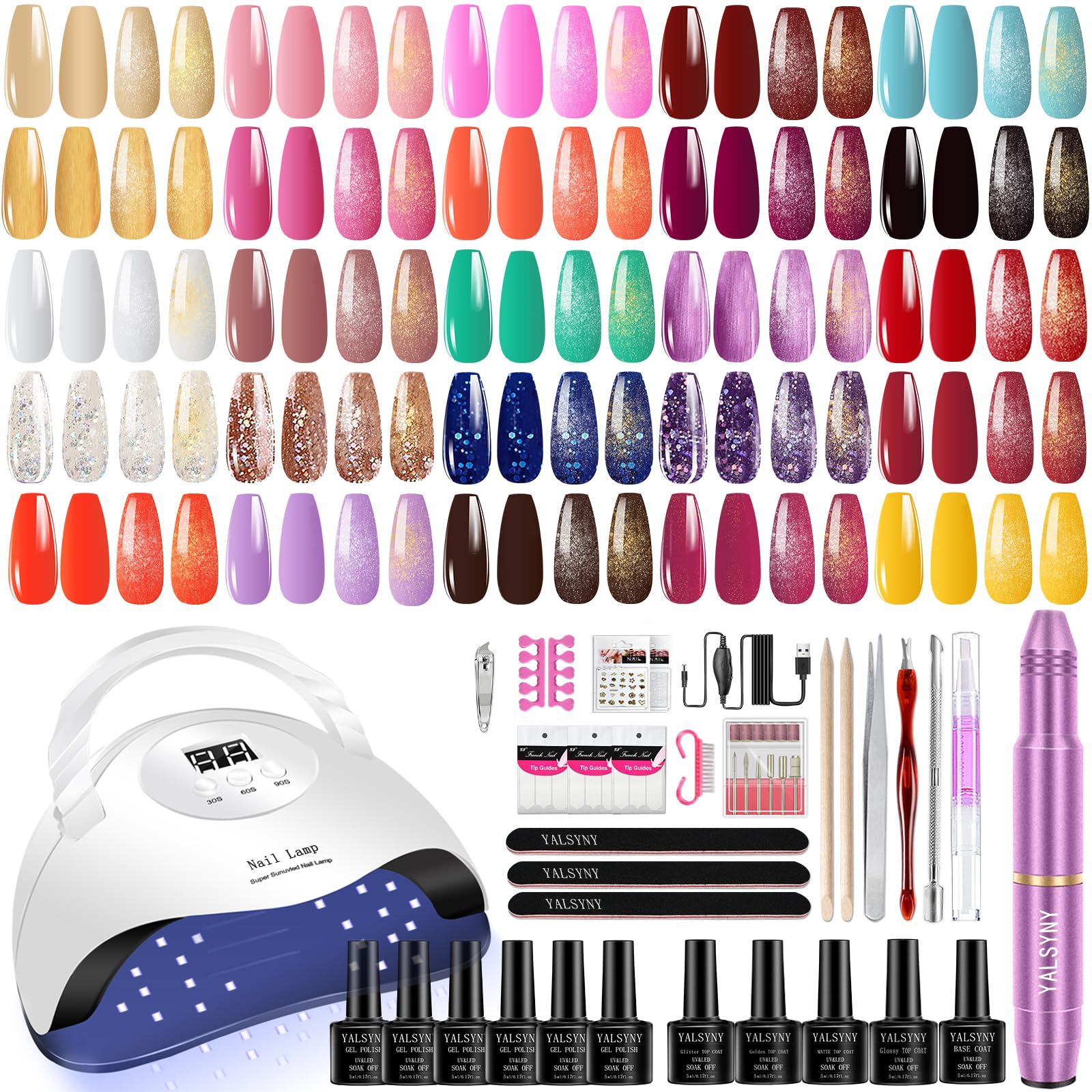 YALSYNY gel nail polish kit with dryer for quick home manicures.