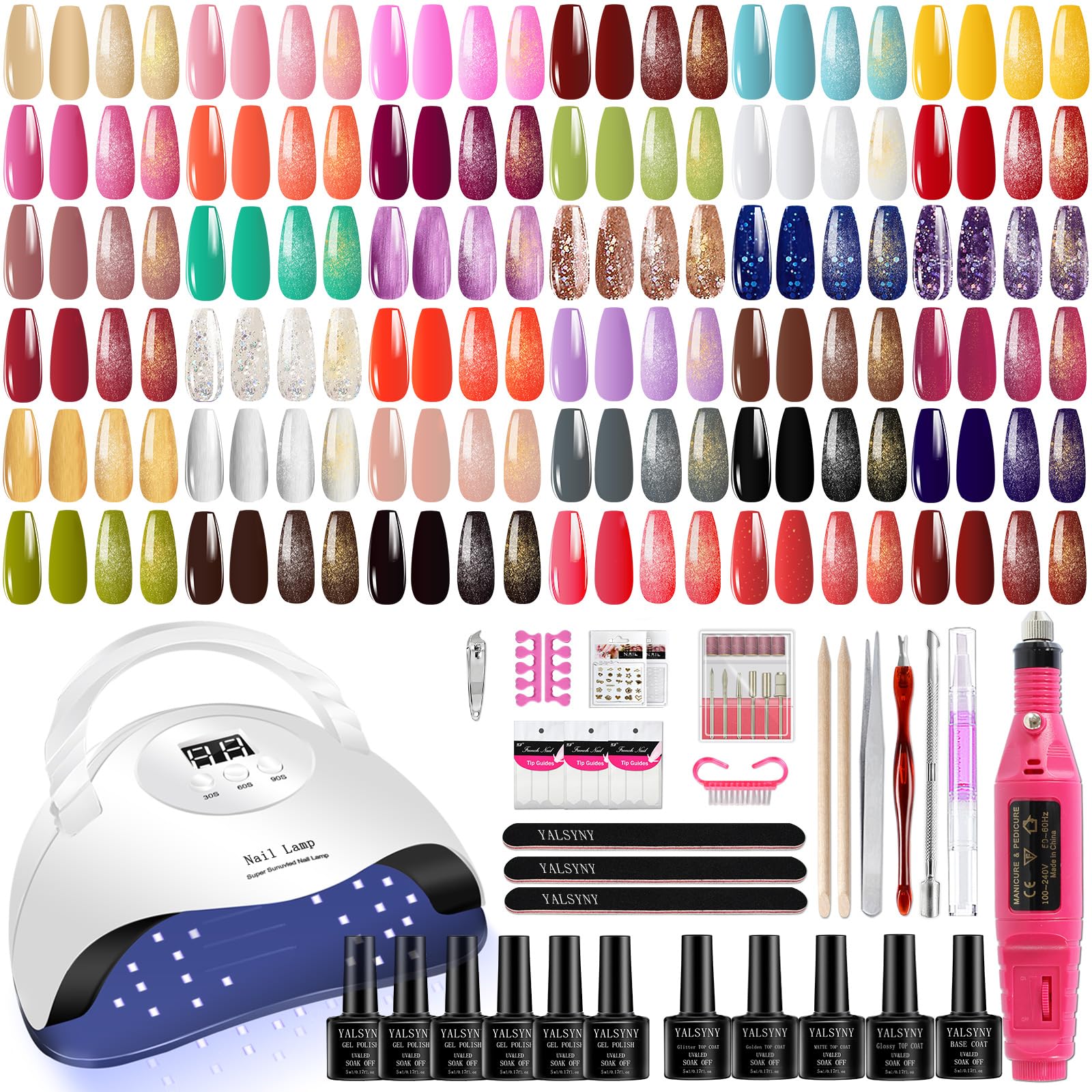 YALSYNY nail polish kit with UV lamp for at-home salon-quality nails.