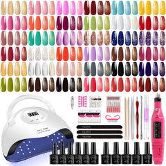 YALSYNY nail polish kit with UV lamp for at-home salon-quality nails.