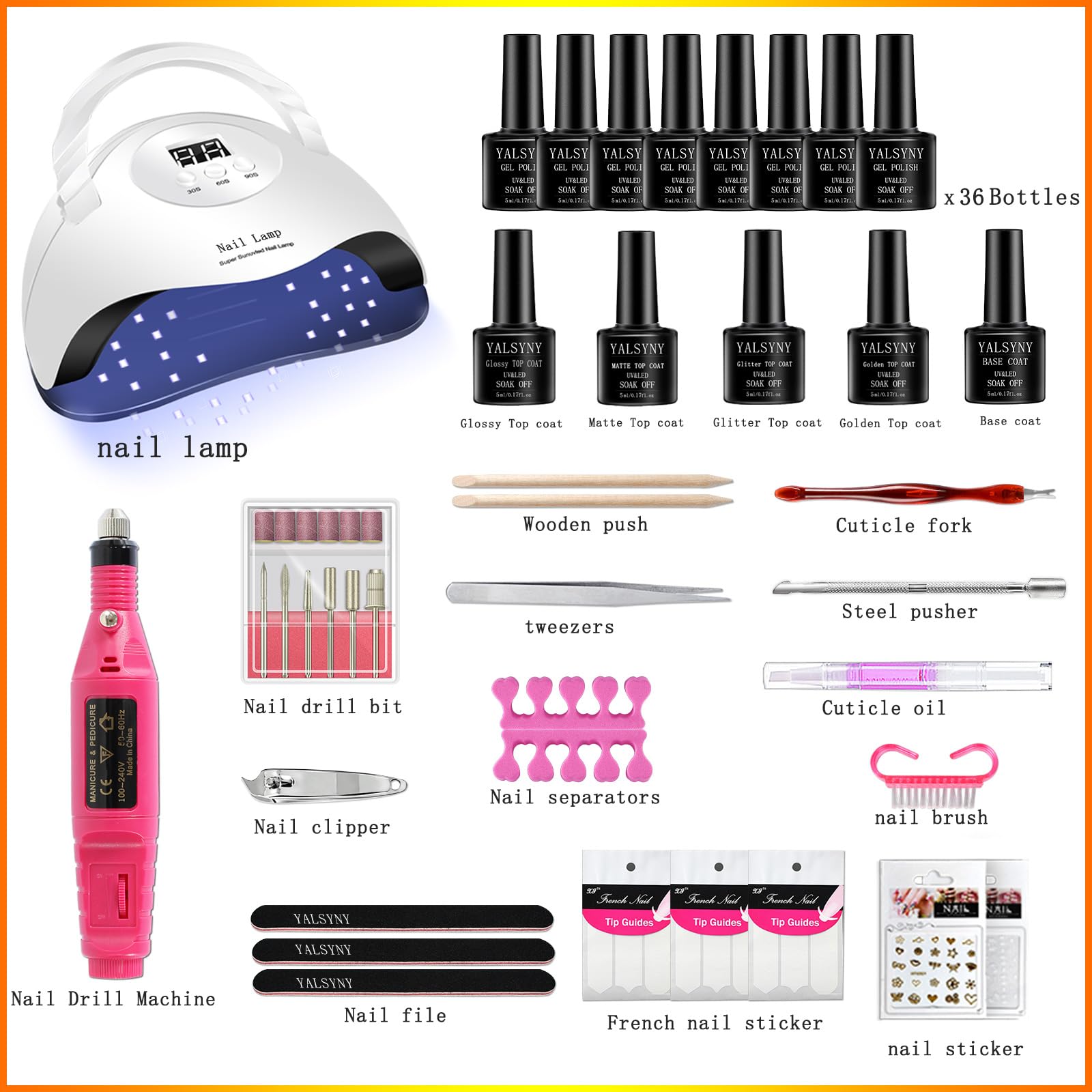 YALSYNY 36-color gel polish kit ideal for seasonal design ideas.
