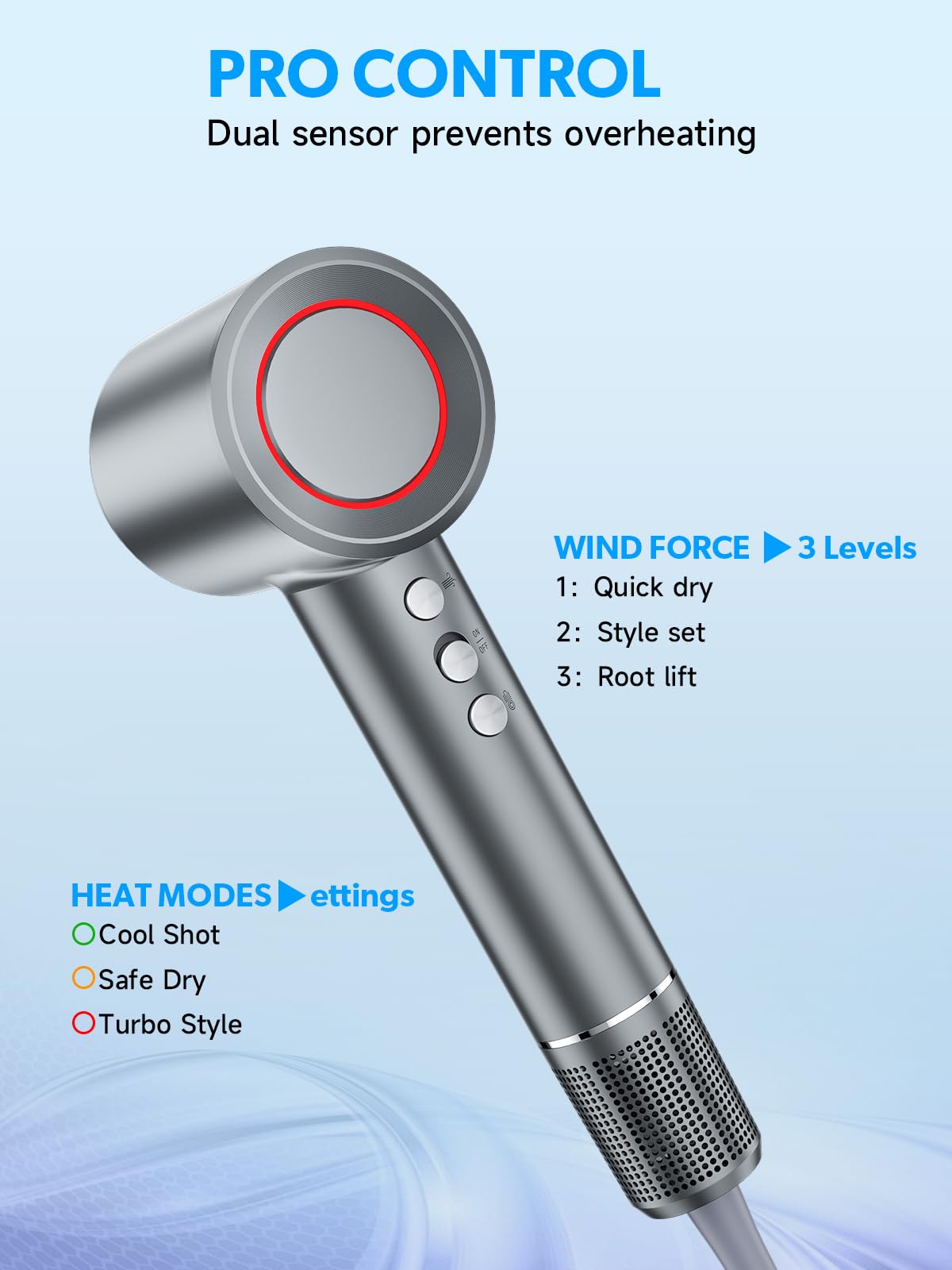 Yammoya hair dryer ergonomic styling with compact storage.