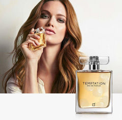 Close-up of Yanbal Temptation EDP bottle highlighting spicy floral notes