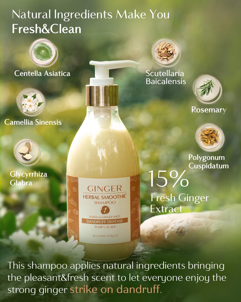 YANIBEST ginger shampoo smooths hair with a refreshing wash