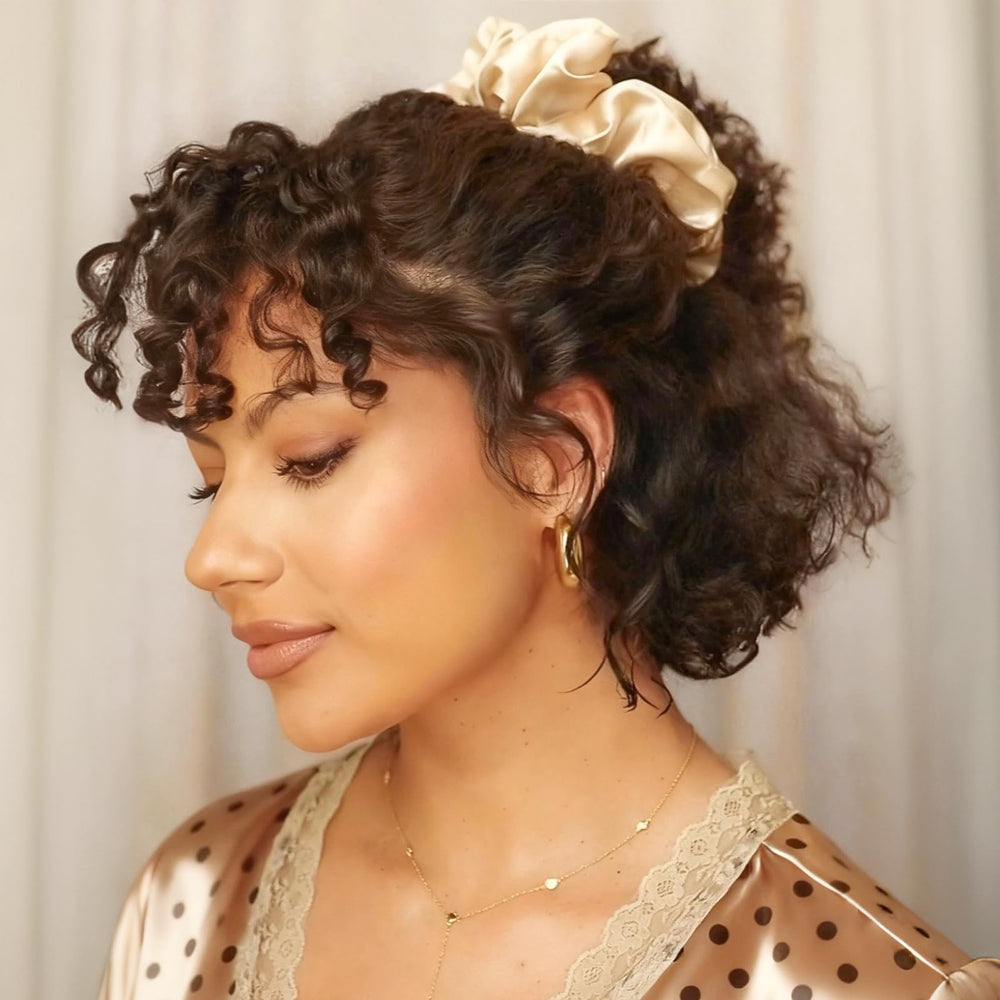 Yanibest satin scrunchies worn on the wrist as a fashion accessory