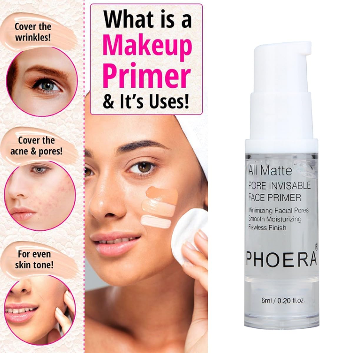 Yaper PHOERA Primer, hydrating skin for long-lasting makeup wear.