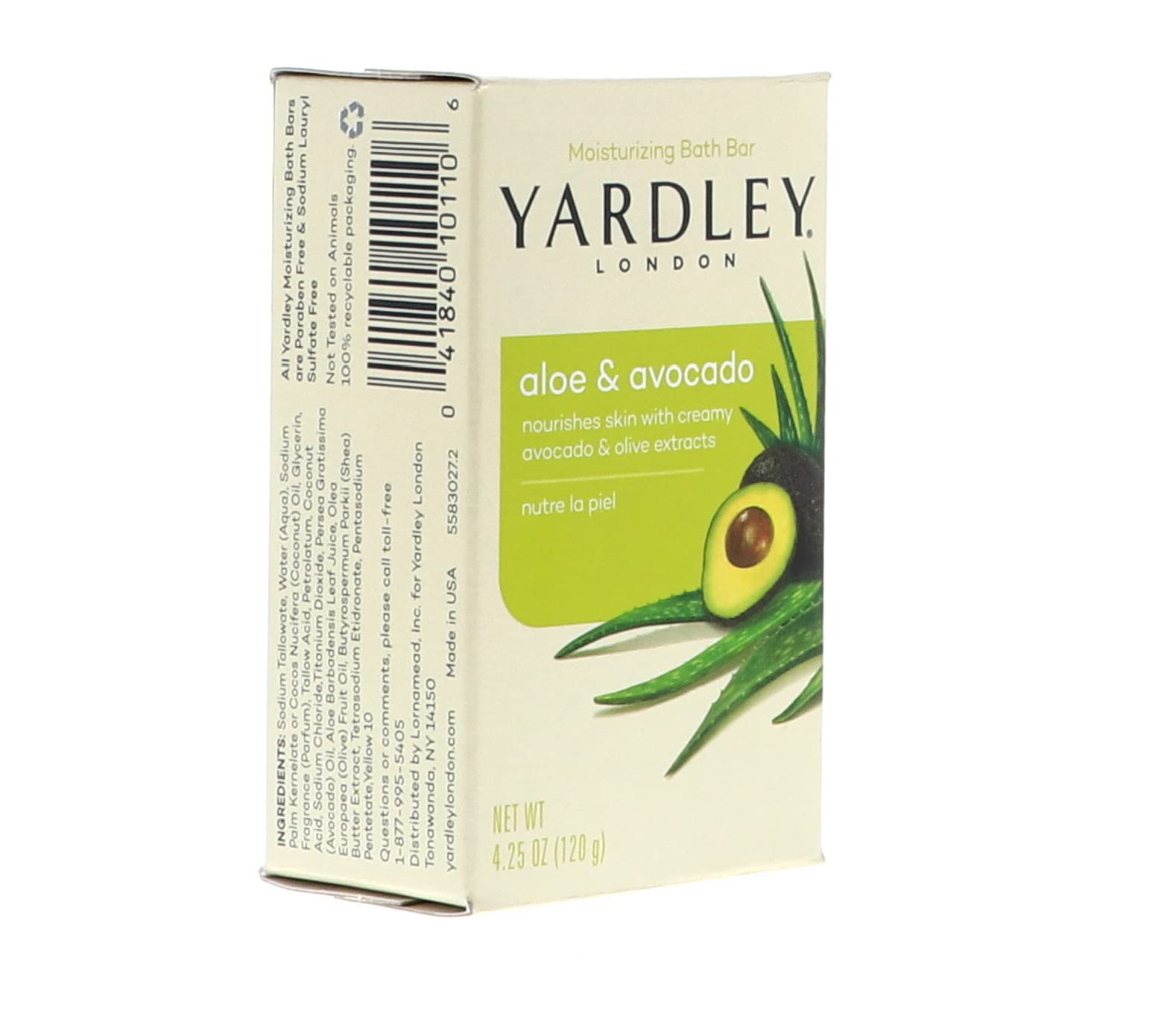 Yardley London Aloe Avocado bar lather close-up highlighting creamy foam for gentle cleansing