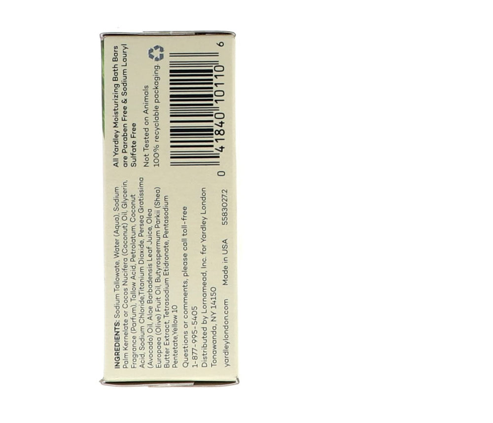 Yardley London Aloe Avocado bar on shelf display with fresh green scent