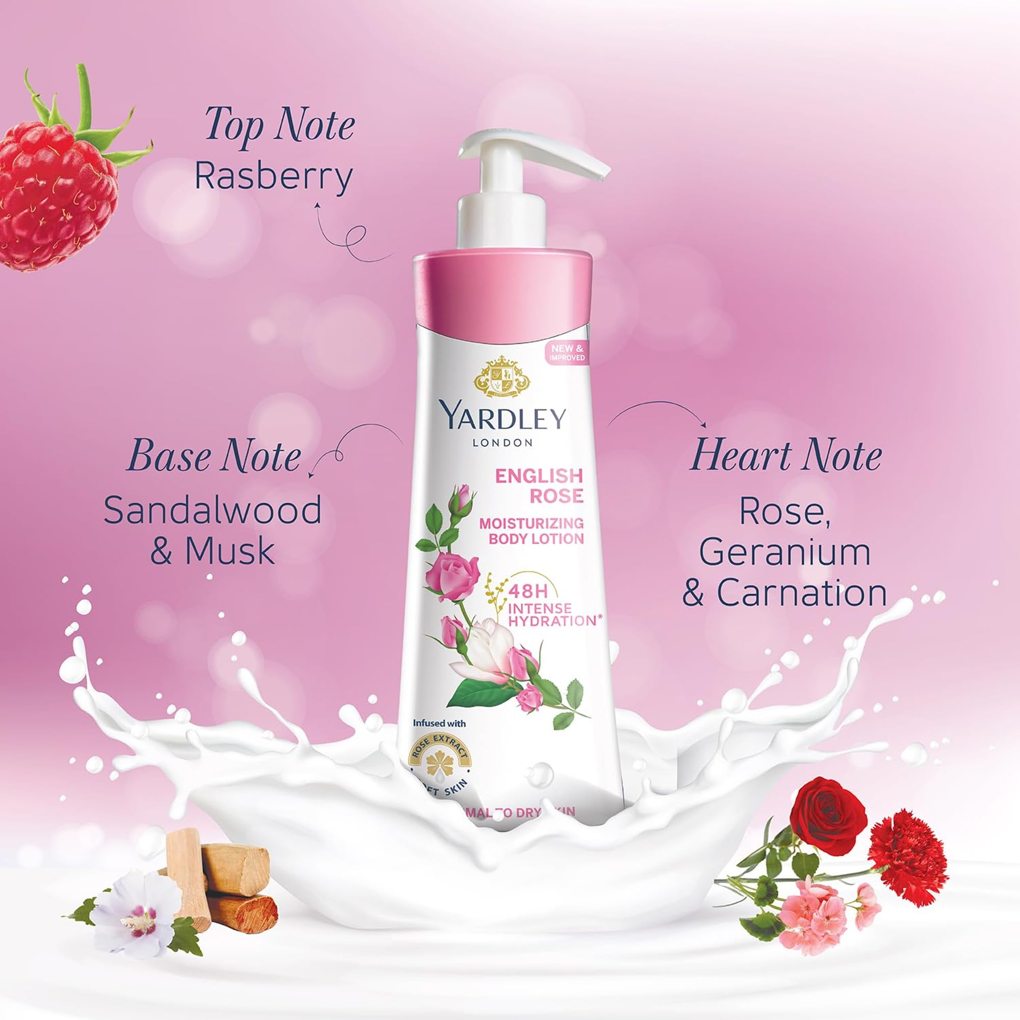 Bottle beside roses emphasizing premium daily ritual