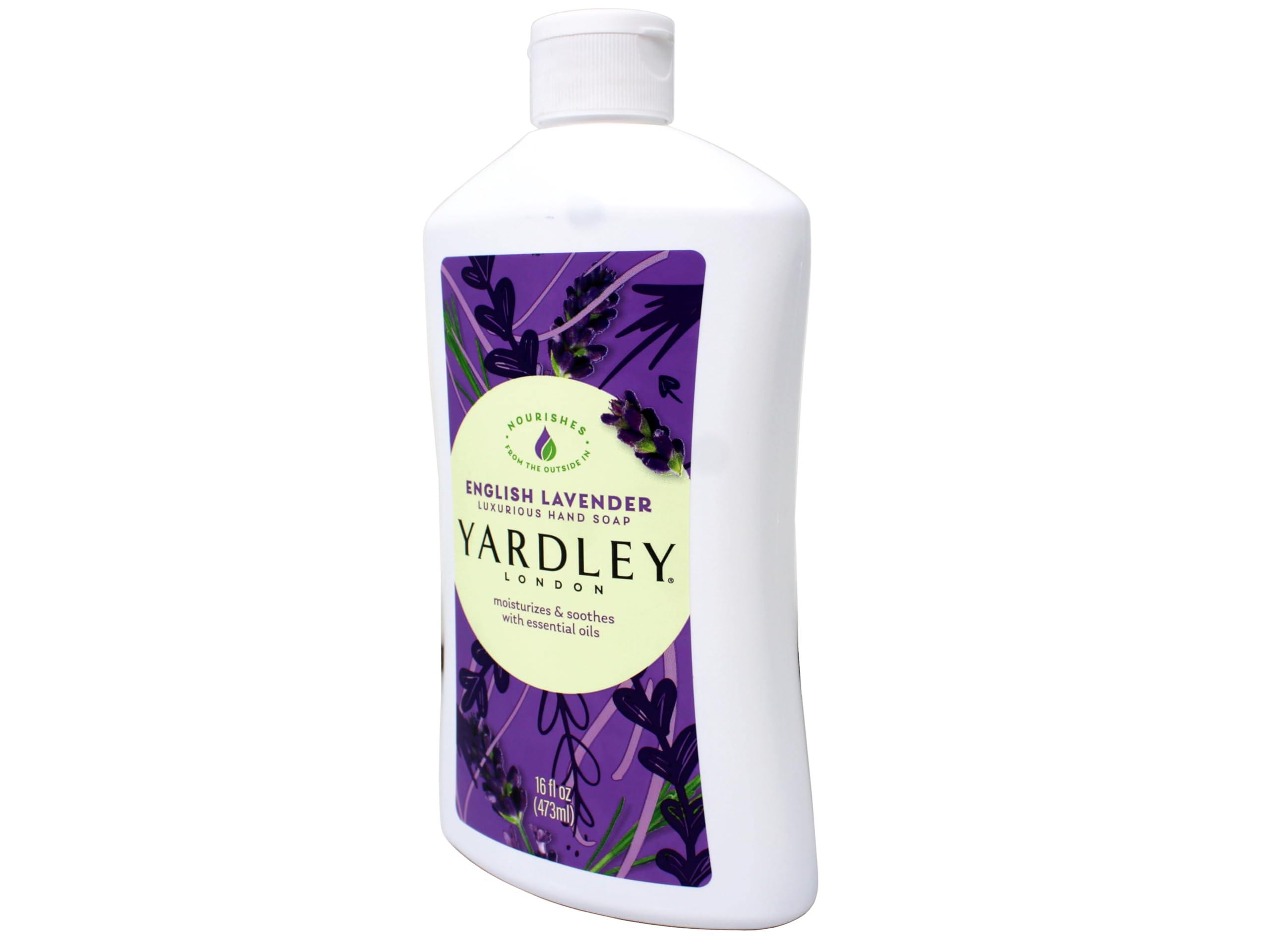 Yardley London lavender bottle packaging displaying classic design and soothing fragrance.