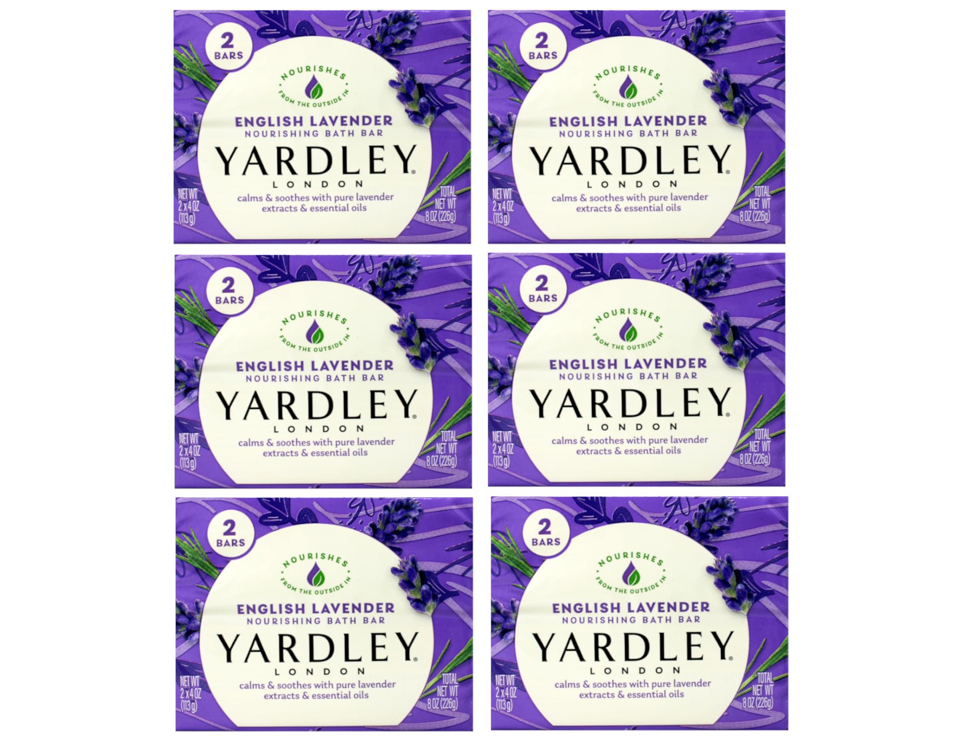 Yardley London English Lavender bath bar close-up, nourishing cleansing for soft skin.