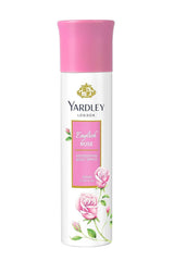 Yardley London English Rose bottle front promotes a delicate, uplifting floral scent.