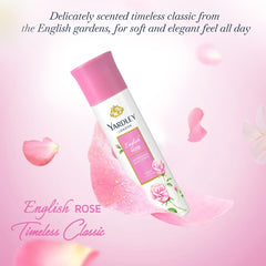Yardley London English Rose bottle side highlights sleek packaging for everyday use.