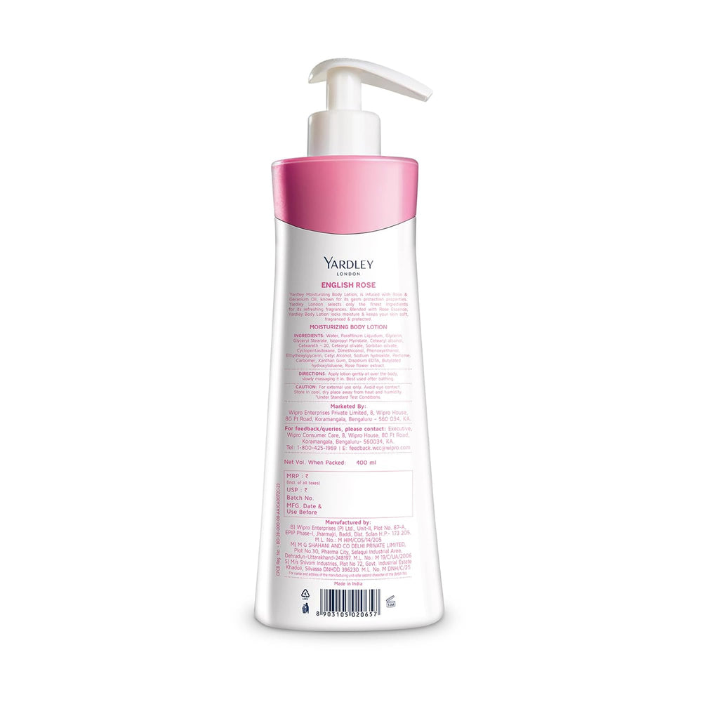 Label detail of Yardley London English Rose lotion