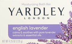 Yardley London English Lavender bar packaging side view, pack of eight offers value