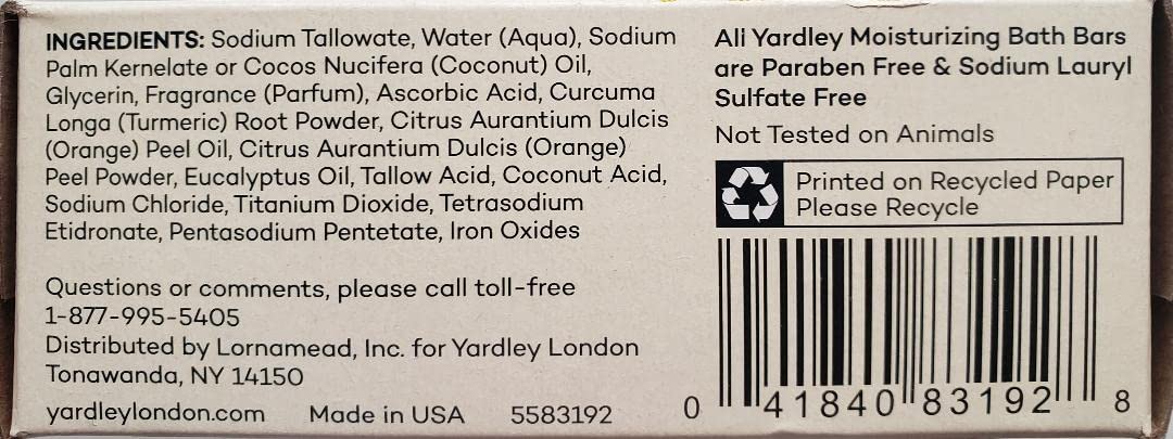 Yardley London Vitamin C bath bar natural-ingredients nourish skin with botanicals.