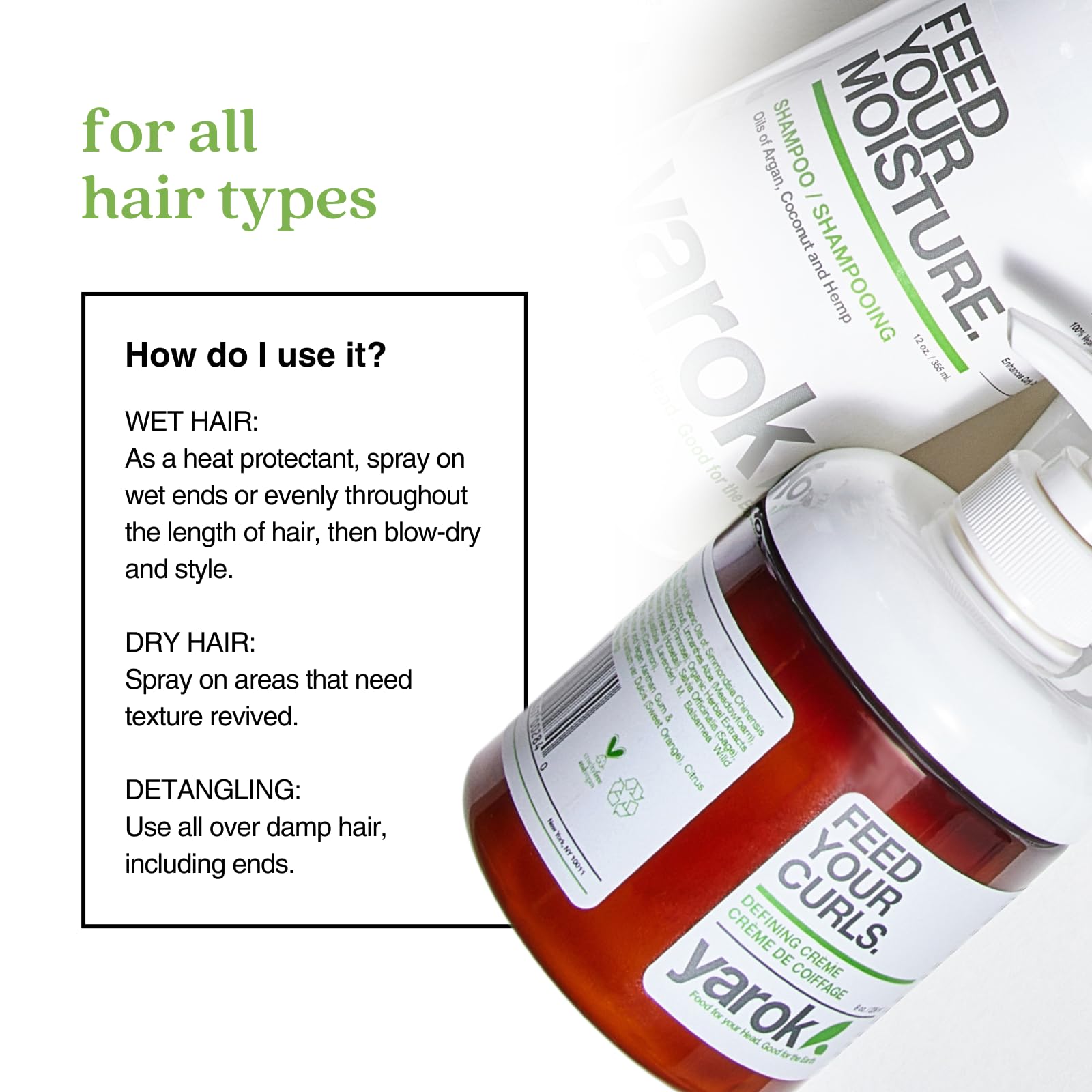 Yarok Organic Styling Cream applied on damp hair promotes curl definition