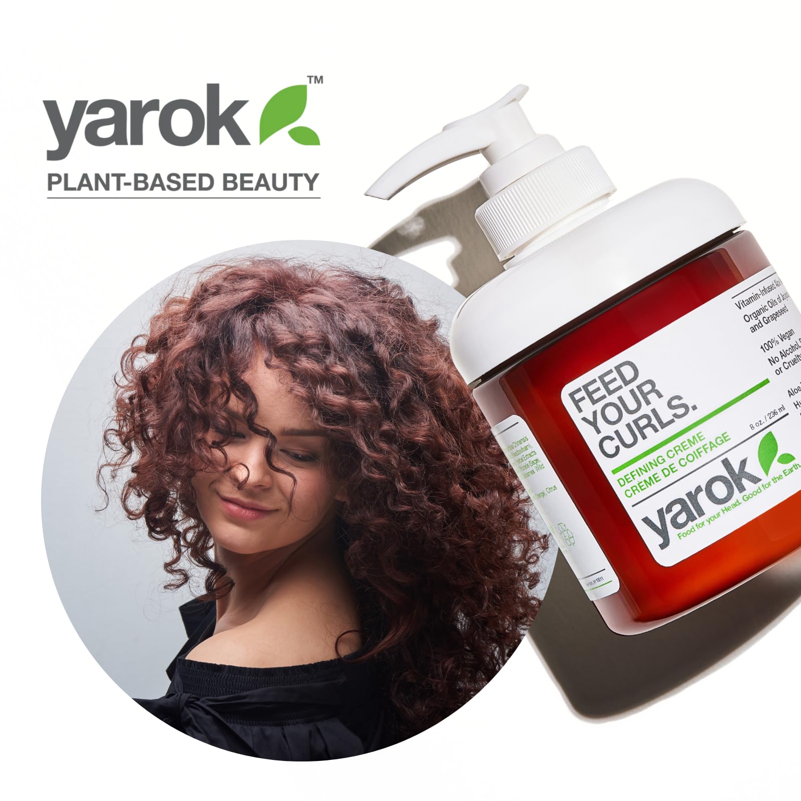 Yarok Styling Cream packaging close-up highlighting eco-friendly bottle