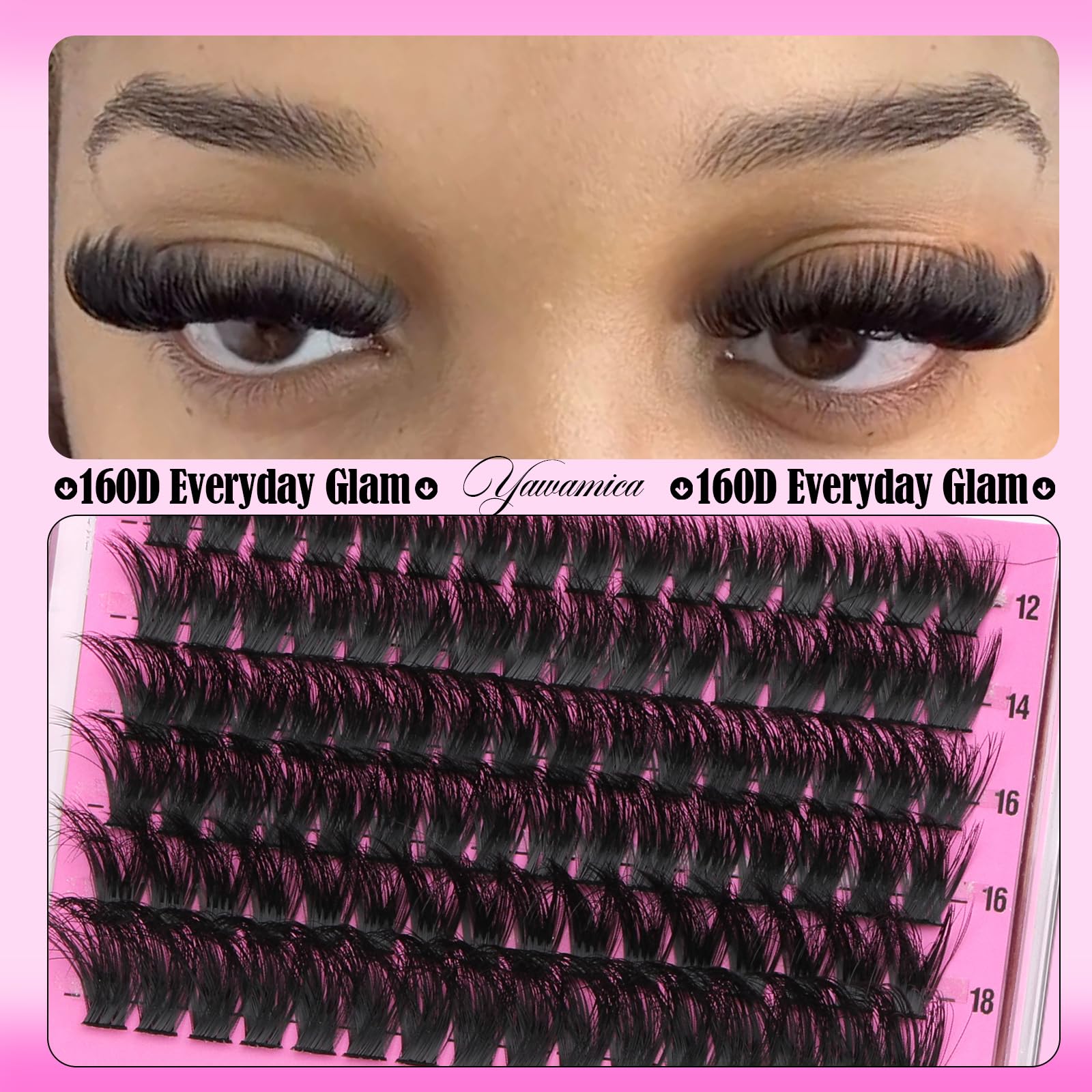 Yawamica 160D clusters 20mm for natural lift and length.