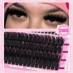 Yawamica 200D cluster lashes 14-20mm for doe-eyed drama with light weight.