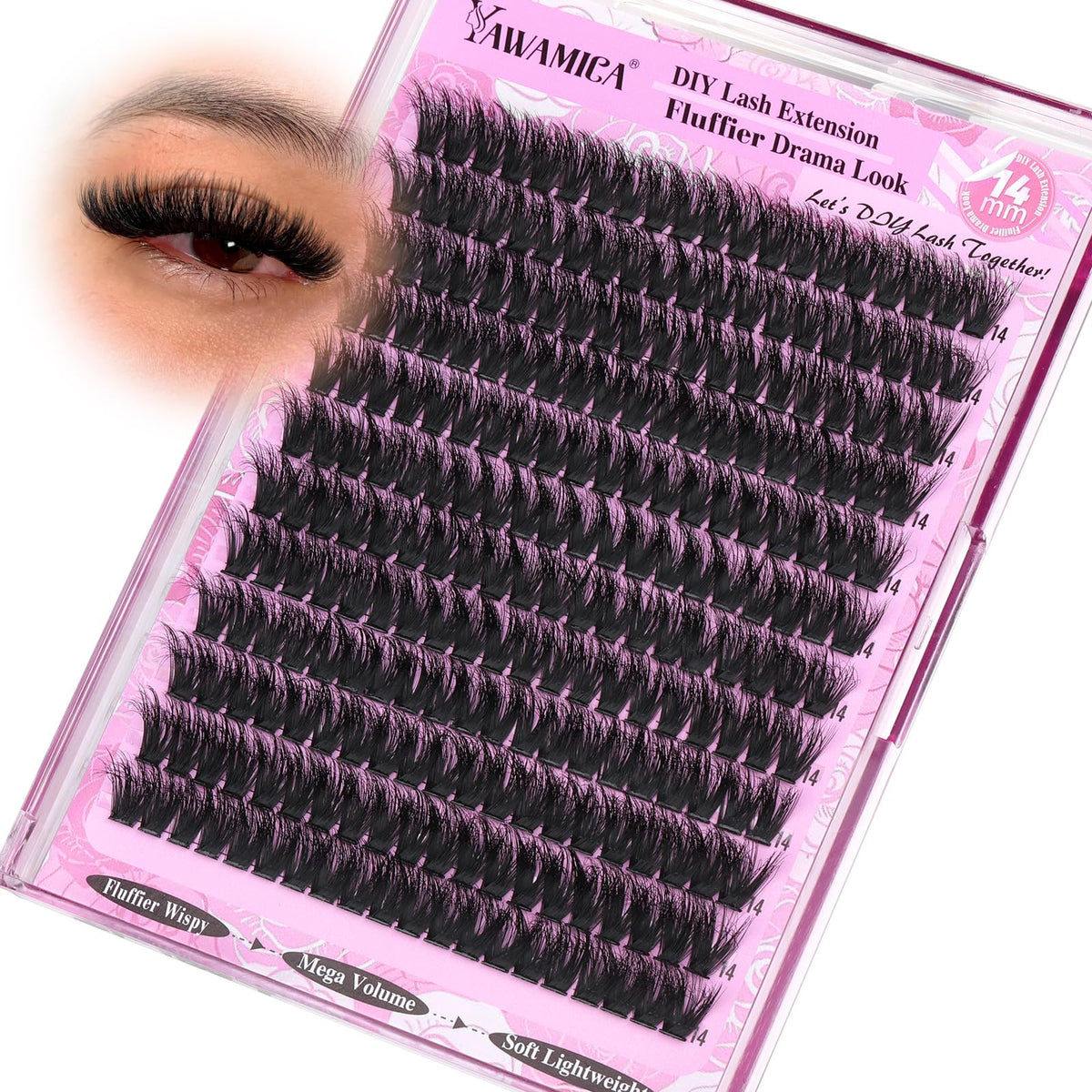 Yawamica 200D lash clusters full set for dramatic daily volume