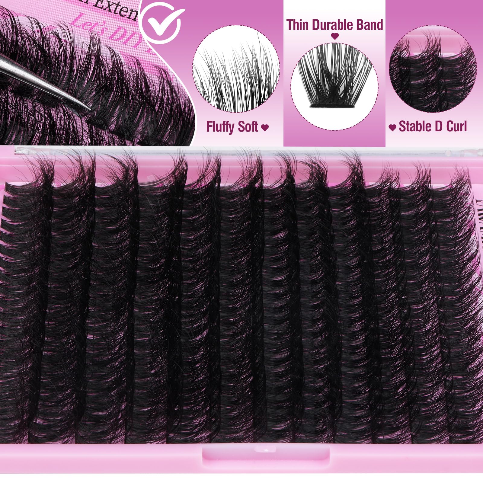 Yawamica 240pcs cluster lashes pack for versatile DIY lash art at home