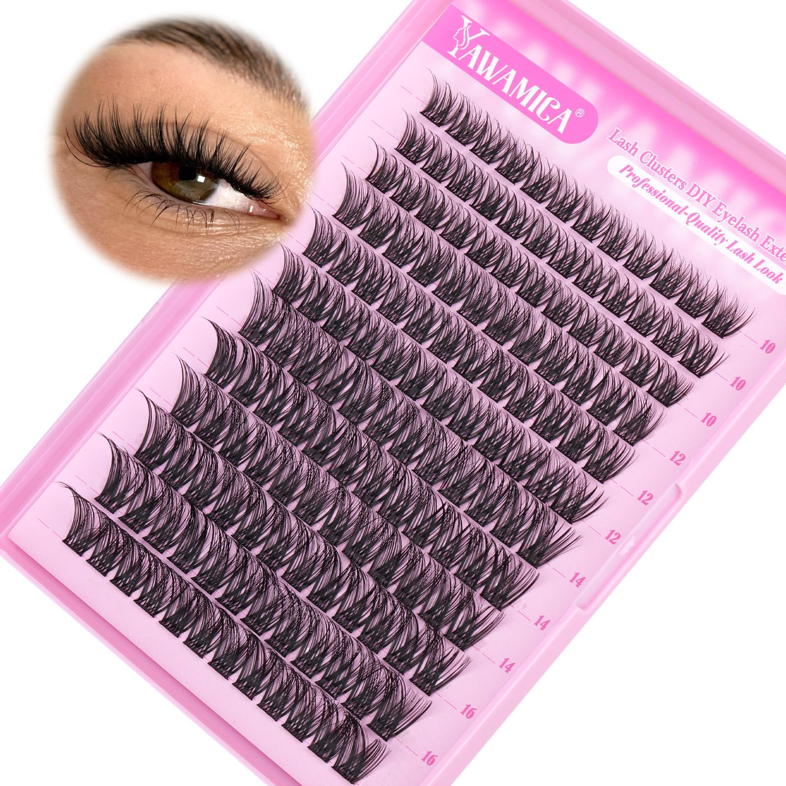 Yawamica natural-looking clusters blend with real lashes for a seamless effect.