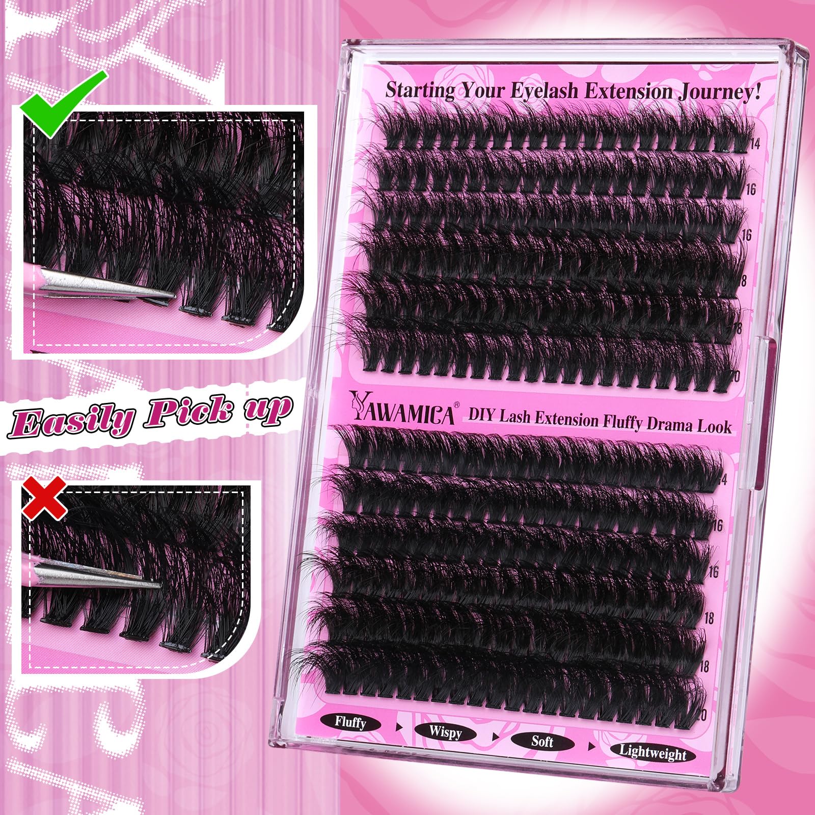 Yawamica customer support assists with fluffy lash clusters questions.
