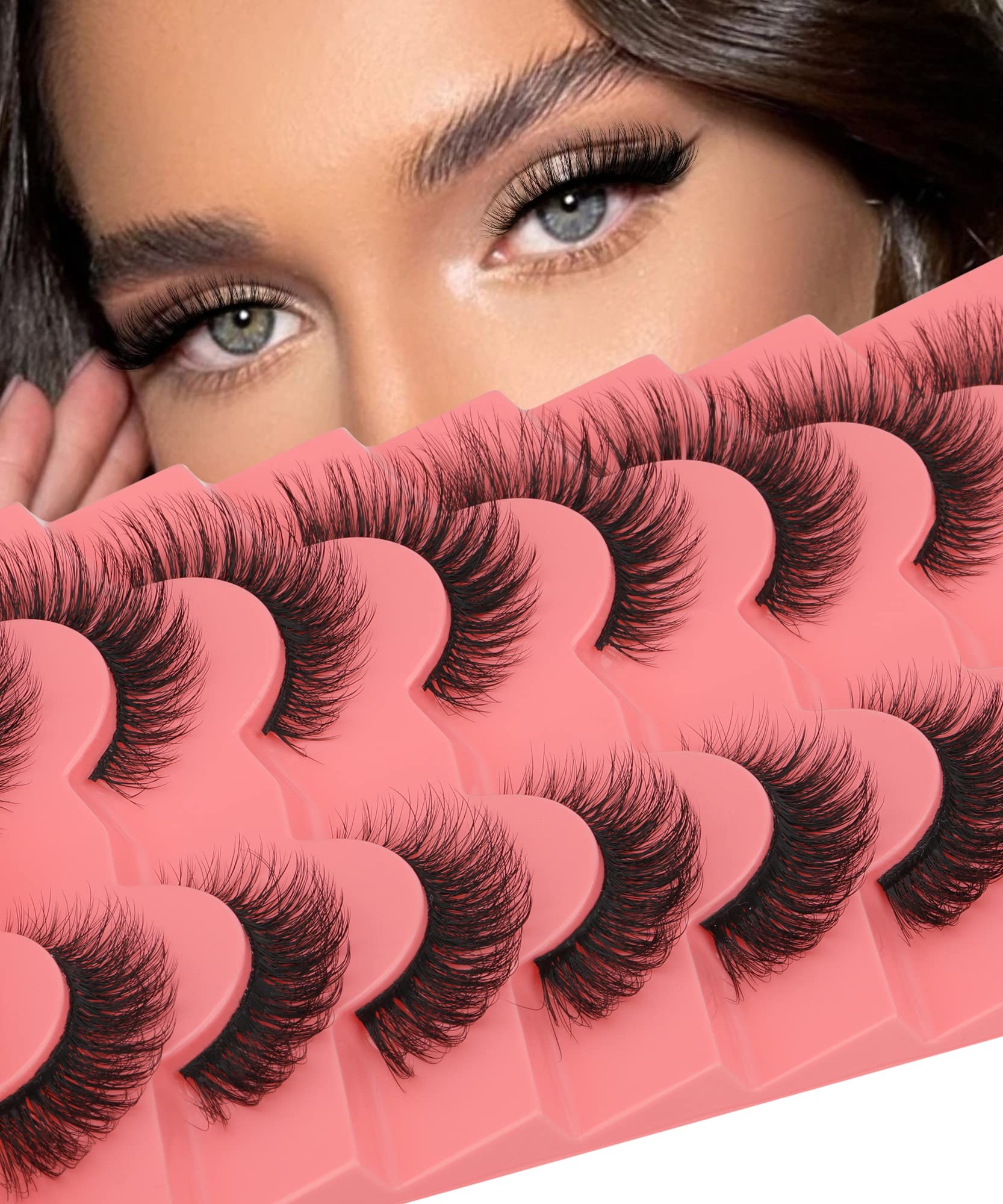 Yawamica cat-eye flutter lashes 15mm enhance eyes with curved precision