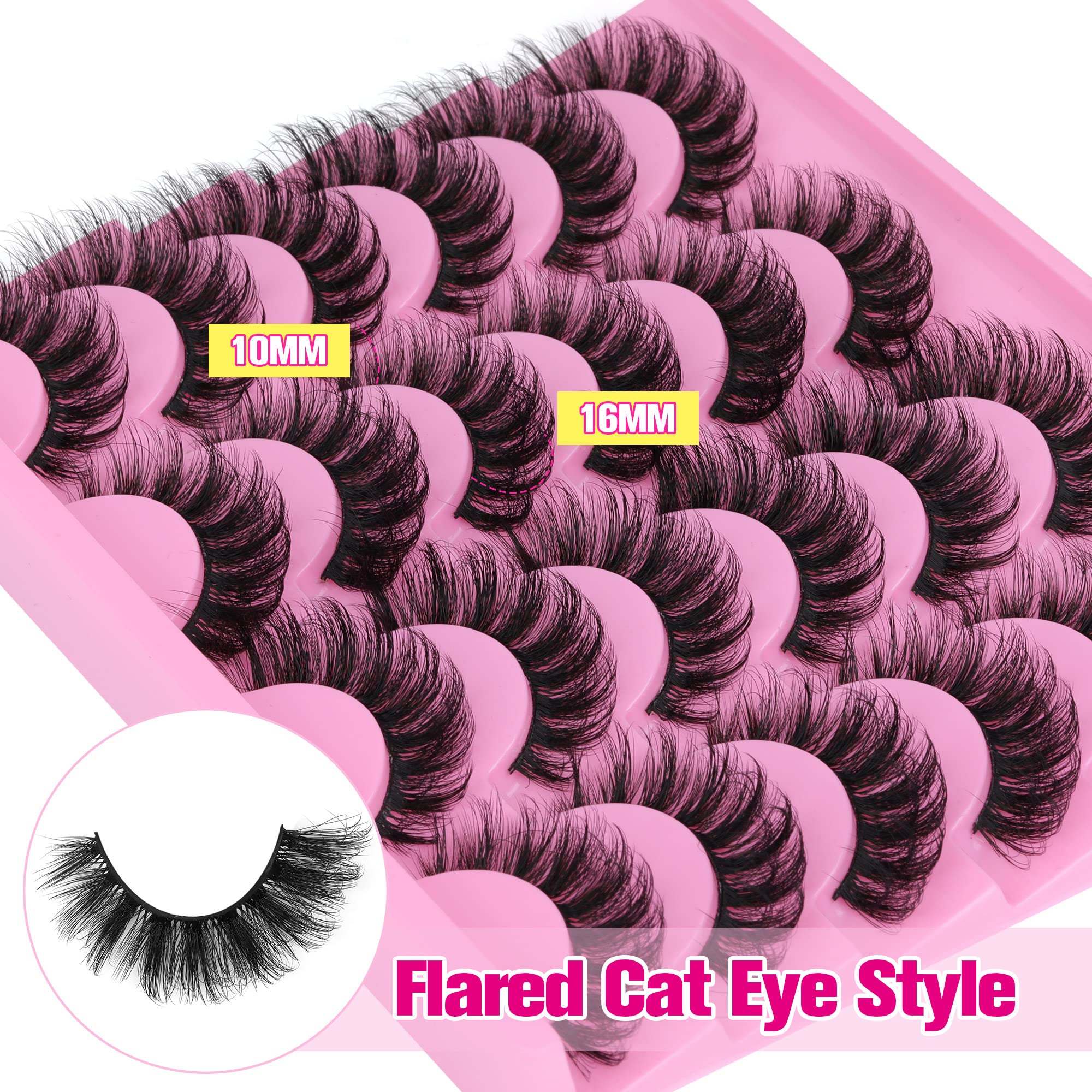 Yawamica cat-eye lash design with inner short outer long for lifted eyes