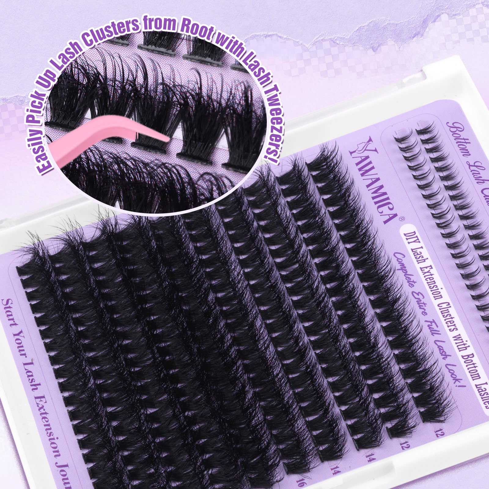Yawamica D curl lashes for uplifted, wide-eyed look