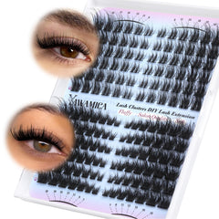 Yawamica D-Curl cat-eye clusters close-up showing lifted lashes for a defined look.