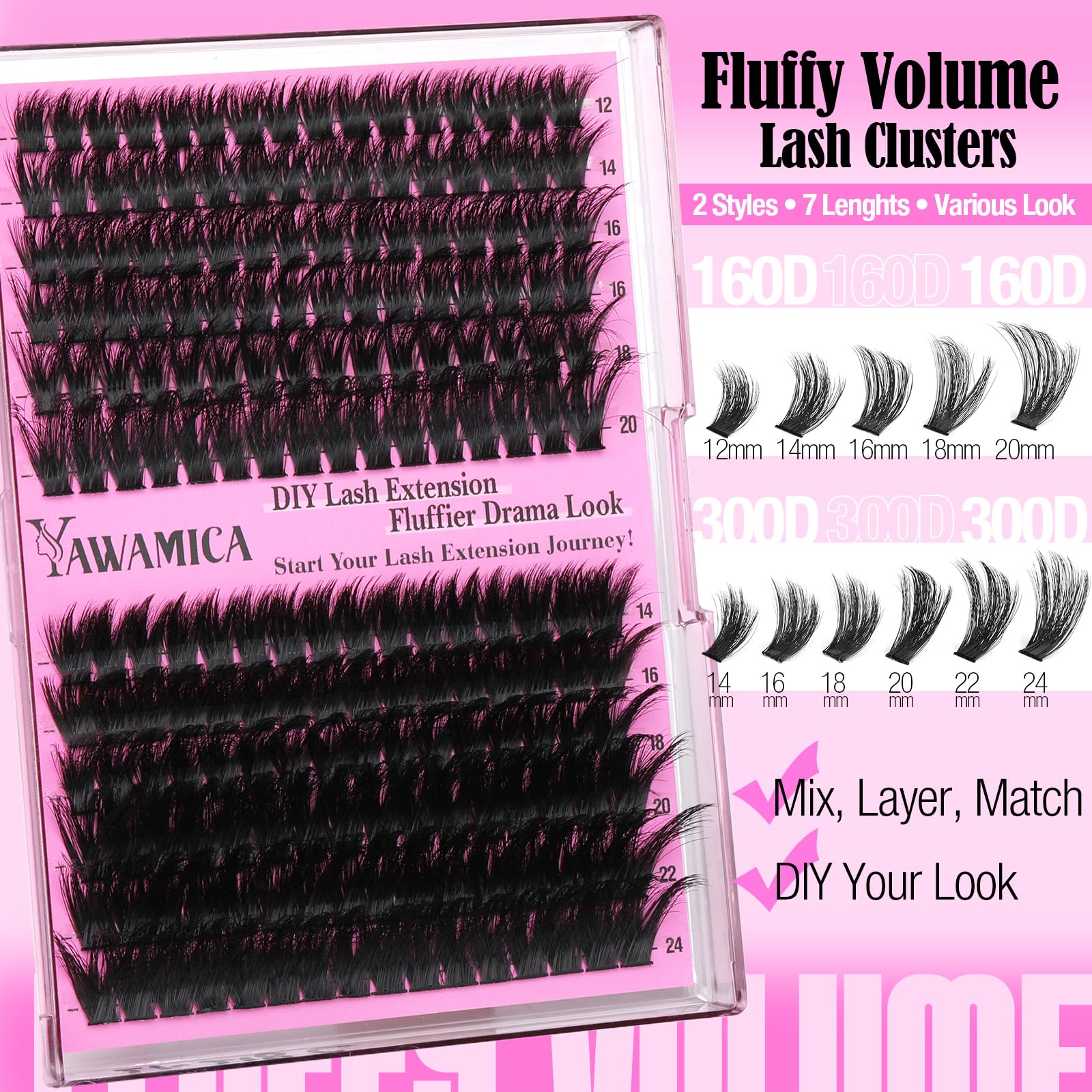 Yawamica step-by-step application visuals guide for quick lash styling.