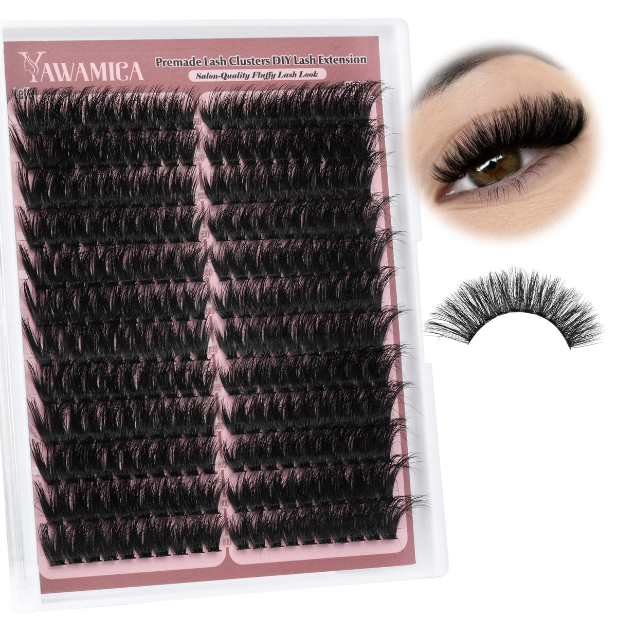 Yawamica fluffier lash clusters for left eye offering soft cat-eye fullness