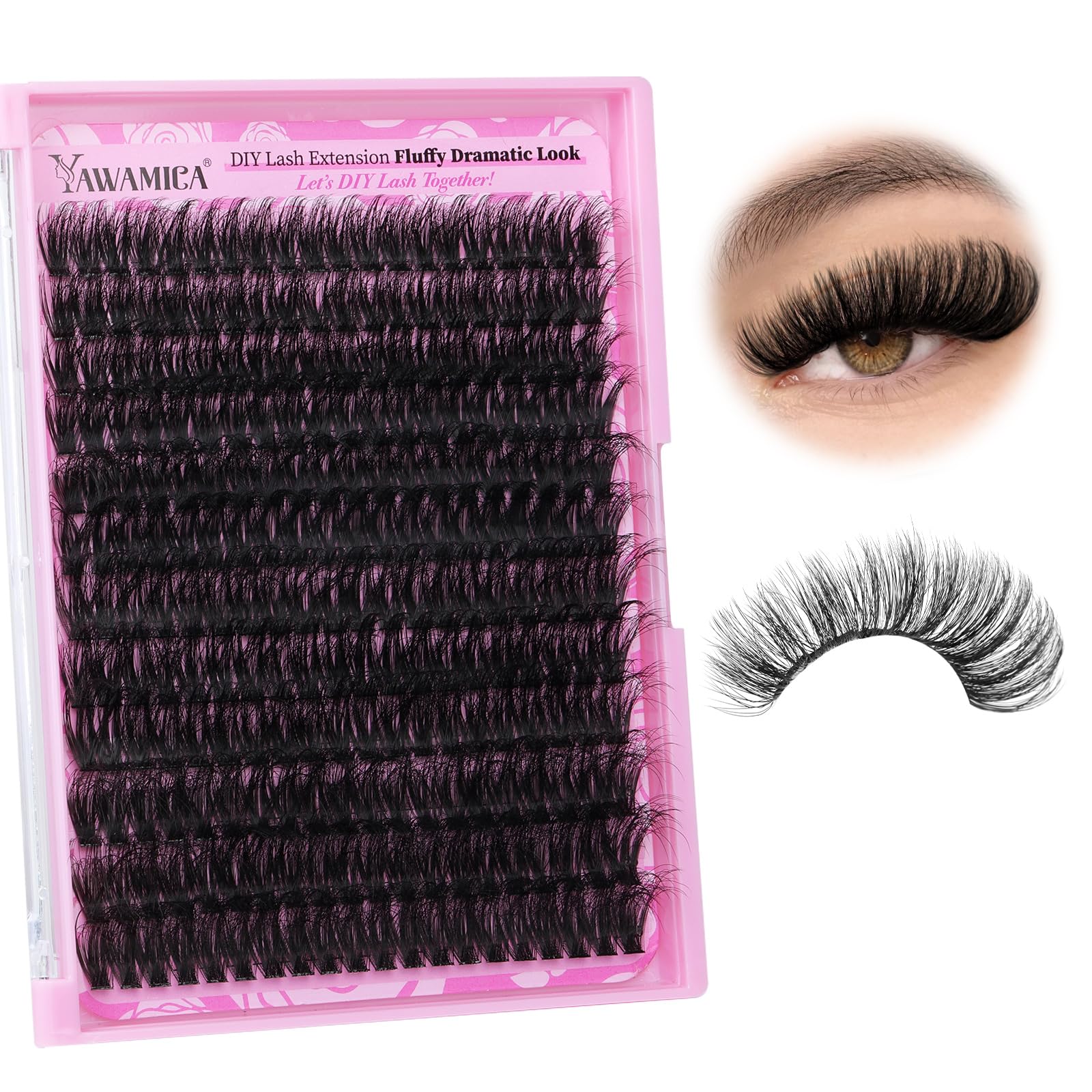 Yawamica fluffiest lash clusters 19mm for subtle to dramatic volume for DIY wear