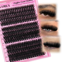 Yawamica fluffy cluster lashes 14-20mm for voluminous yet lightweight definition.