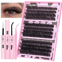 Yawamica fluffy lash clusters with D curl for voluminous daily look.