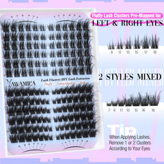 Yawamica fluffy wispy cat-eye clusters offering voluminous eye definition for day or night.