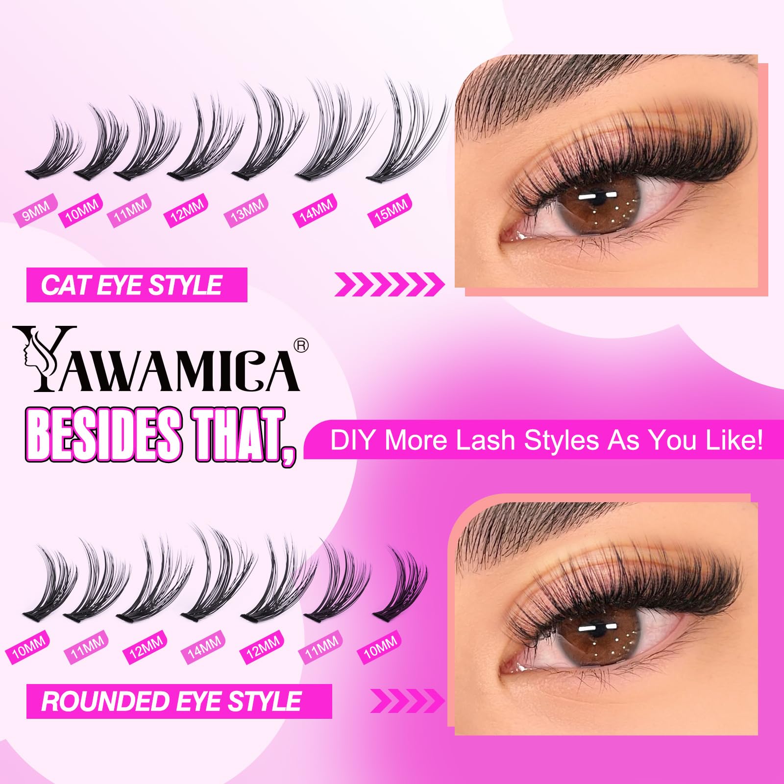 Yawamica Handmade fiber matte-black lashes resemble real lashes.