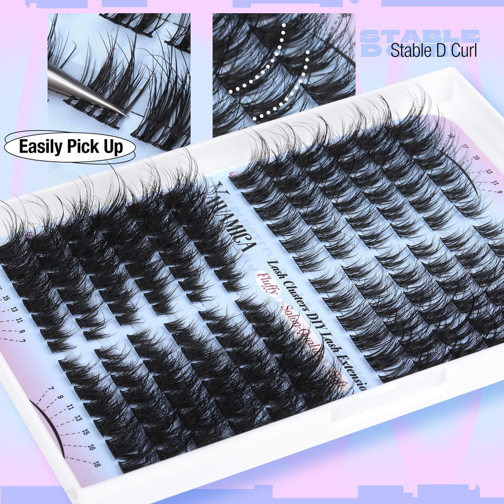Yawamica at-home lash application tools shown with cluster lashes for DIY use.