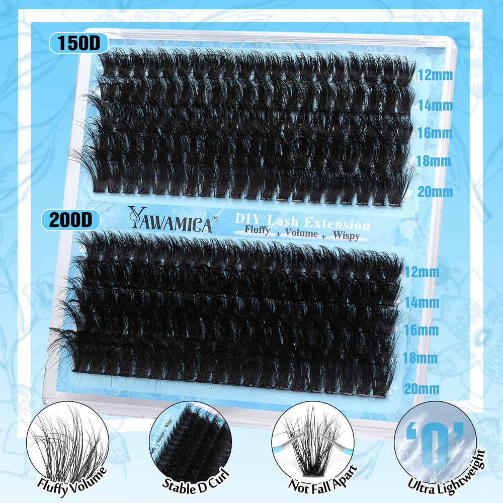Yawamica lash cluster lashes 12-20 mm for versatile styles