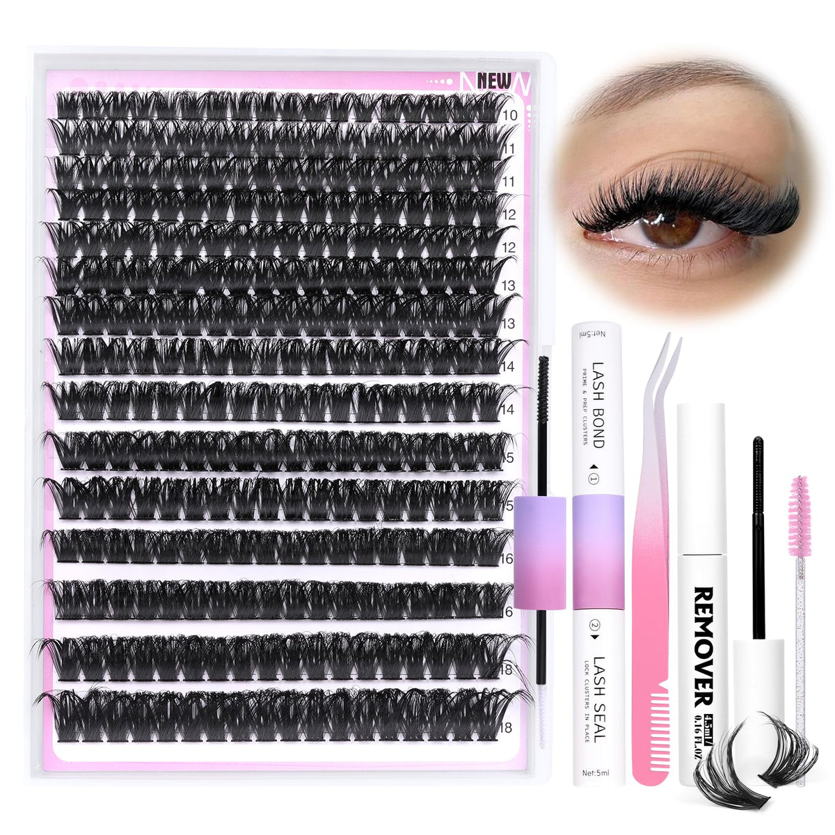 Yawamica lash clusters kit 300pcs ready for at-home volume lash extensions.