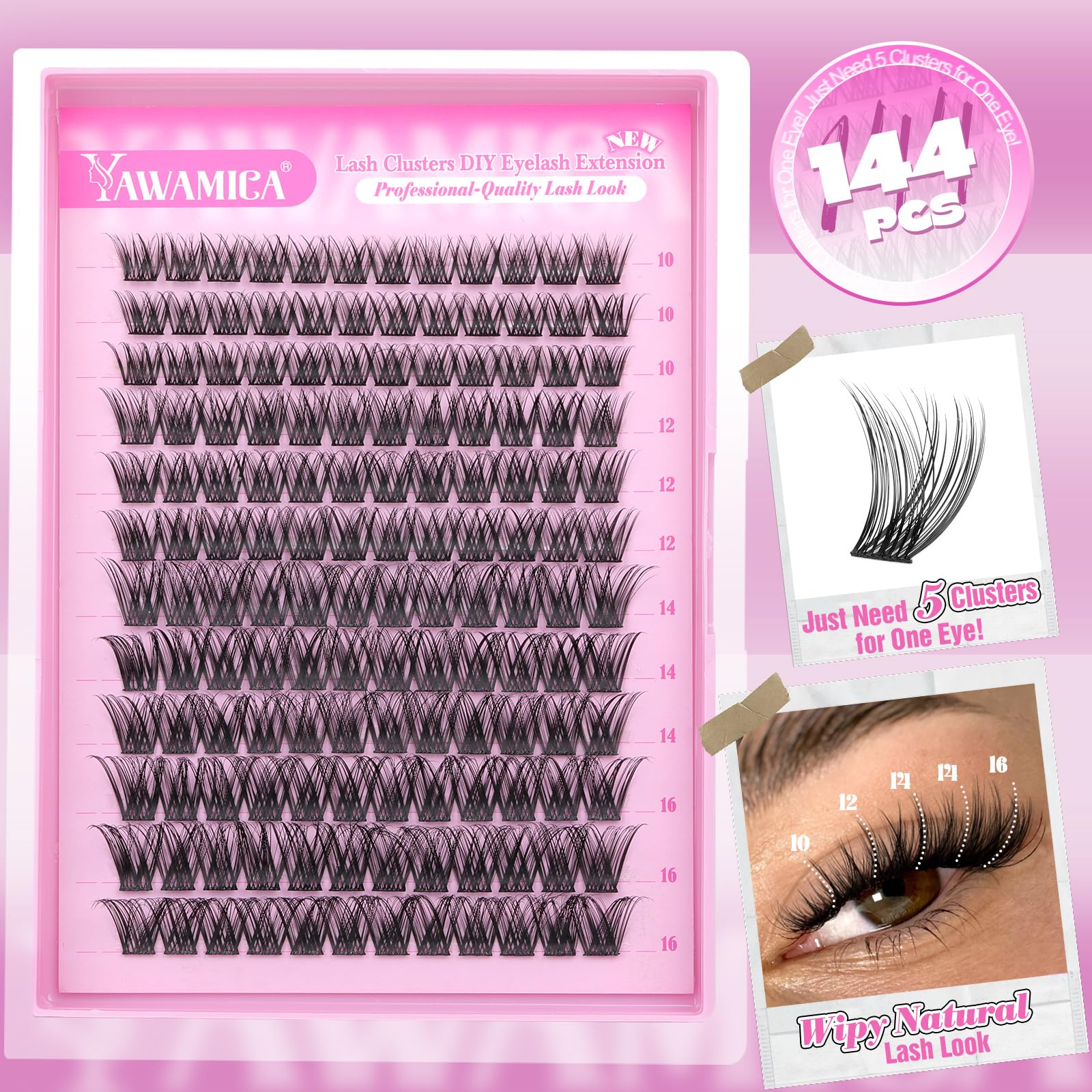 Yawamica 10-16mm lash lengths allow customizable, flattering looks.