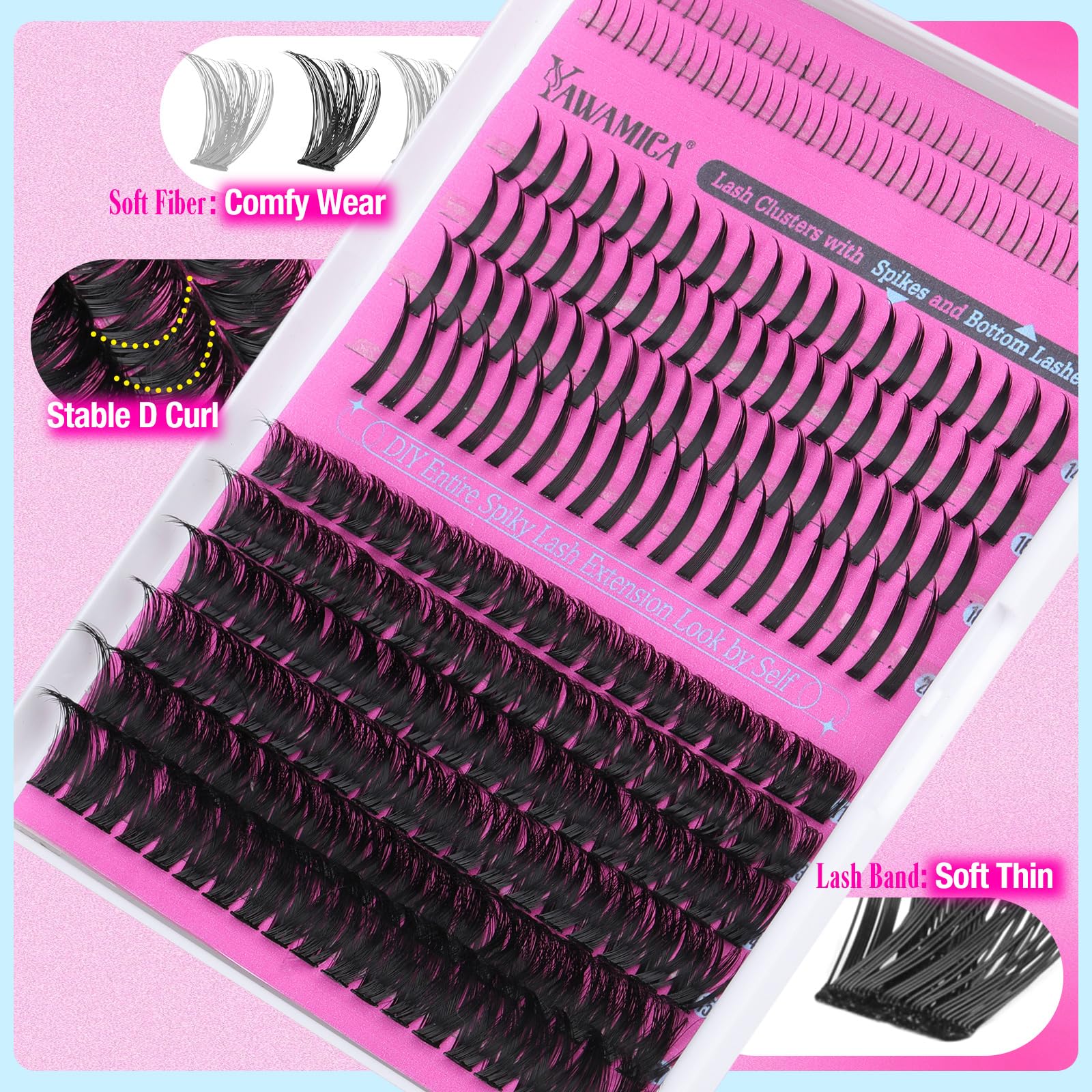 Yawamica precision lash tweezers help precise placement and clean application.