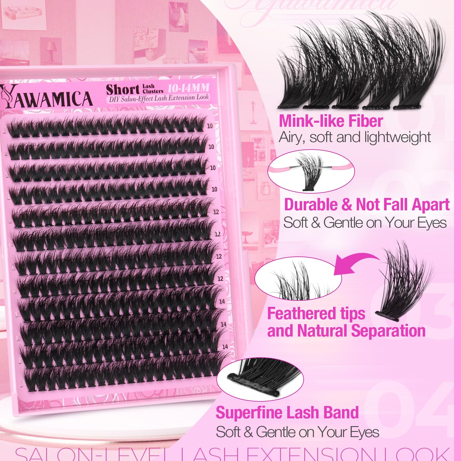 Yawamica lightweight lashes ensure all-day comfort.